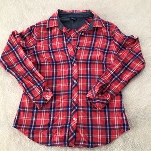 IZOD Women's Pink Long Sleeve Plaid Button Down Shirt Size S